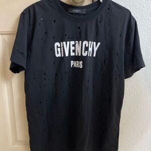 Givenchy Black Distressed Short Sleeve Tee